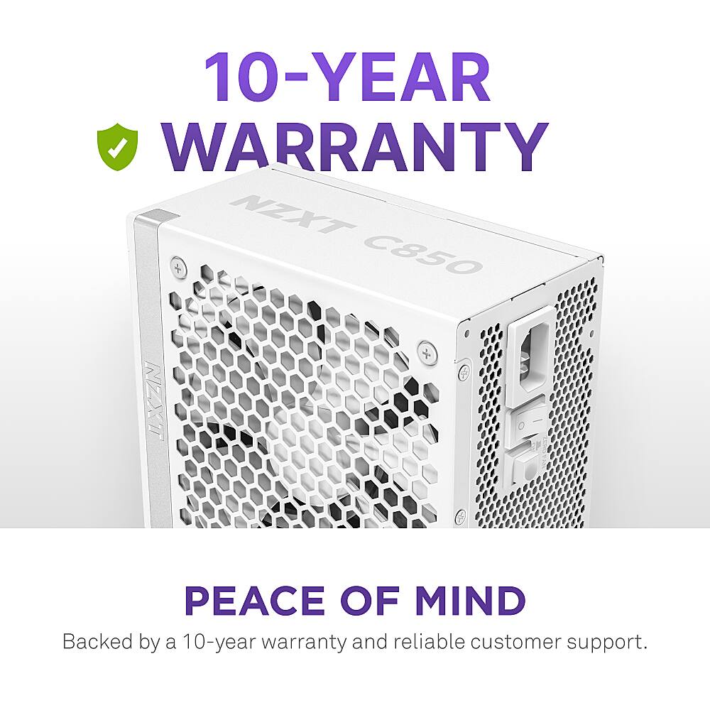10-YEAR WARRANTY NZXT C850 XZN PEACE OF MIND Backed by a 10-year warranty and reliable customer support.
