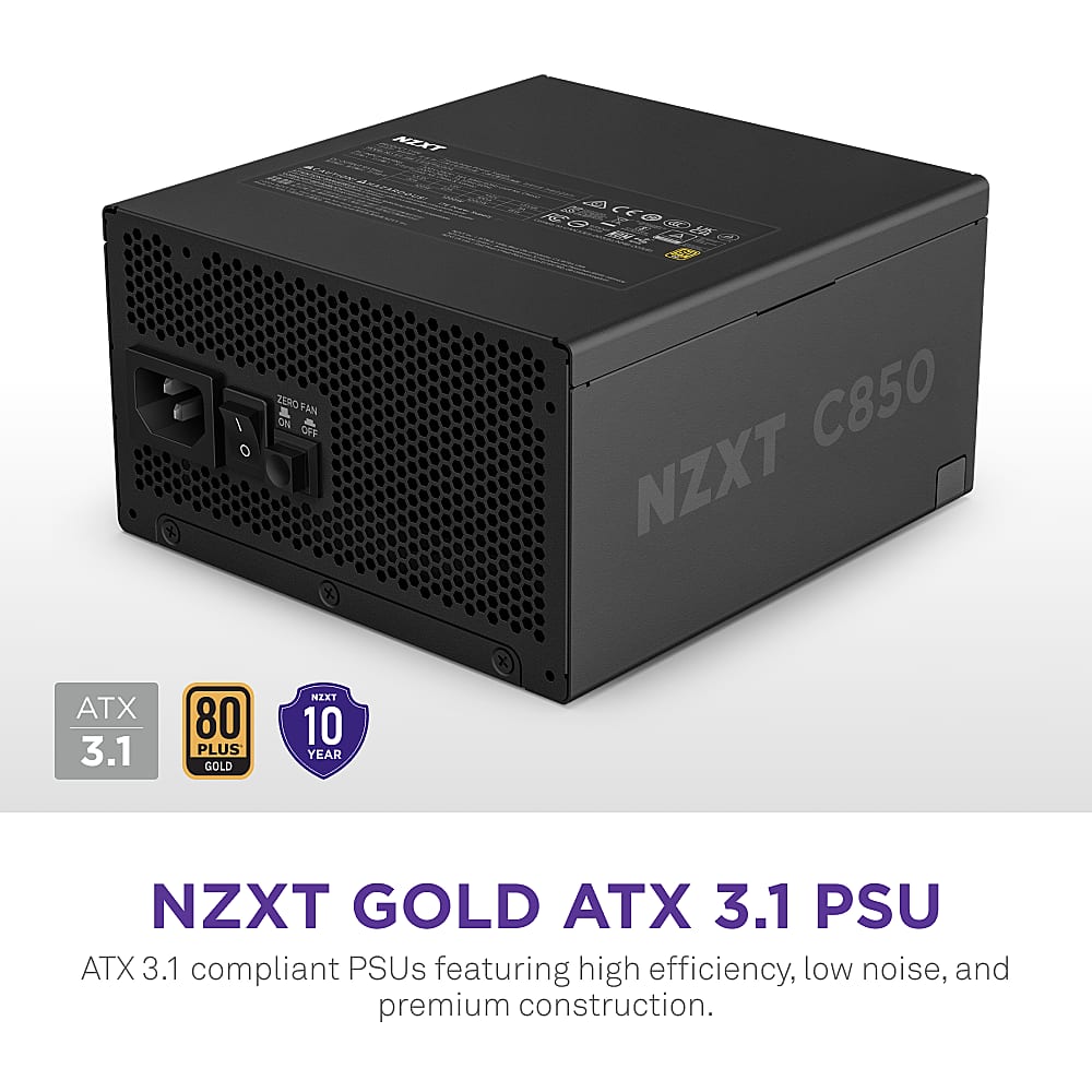 NZXT C850 ATX 3.1 80 PLUS GOLD PSU ATX 3.1 compliant PSUs featuring high efficiency, low noise, and premium construction.