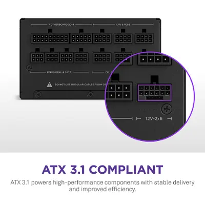 NZXT C 1200W ATX 3.1 80 Plus Gold Fully Modular Power Supply NZXT C 1200W ATX 3.1 80 Plus Gold Fully Modular Power Supply