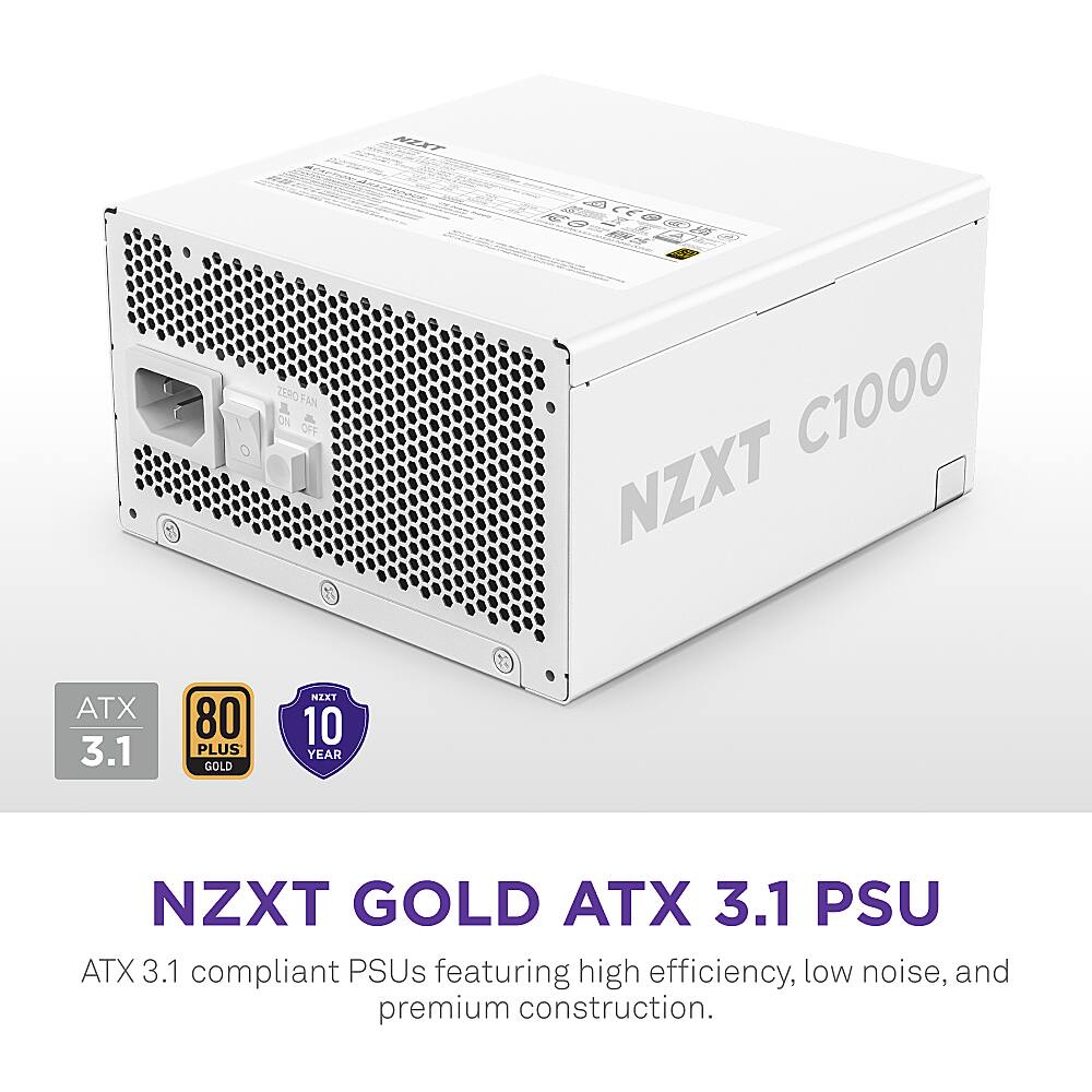 NZXT C1000 ATX 3.1 80 PLUS GOLD PSU ATX 3.1 compliant PSUs featuring high efficiency, low noise, and premium construction.