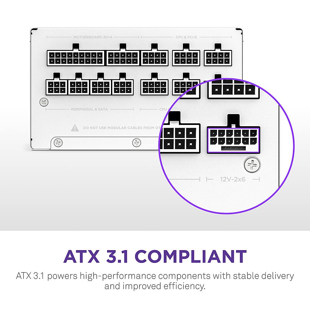 The text on the image is already correctly grouped and formatted. It reads: "ATX 3.1 powers high-performance components with stable delivery and improved efficiency."