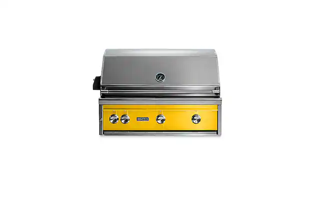 Angle. Lynx - Professional 36-inch Built-In Gas Grill - California Poppy.