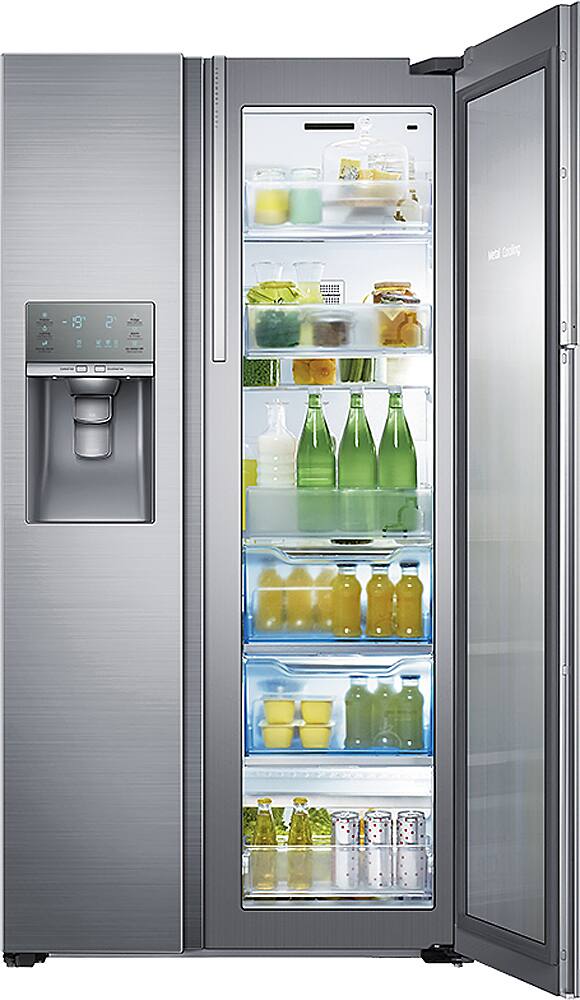 Alt View 11. Samsung - 21.5 Cu. Ft. Side-by-Side Counter Depth Fingerprint Resistant Refrigerator with Food ShowCase - Stainless steel.