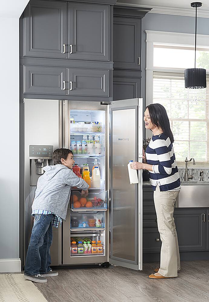 Alt View 15. Samsung - 21.5 Cu. Ft. Side-by-Side Counter Depth Fingerprint Resistant Refrigerator with Food ShowCase - Stainless steel.