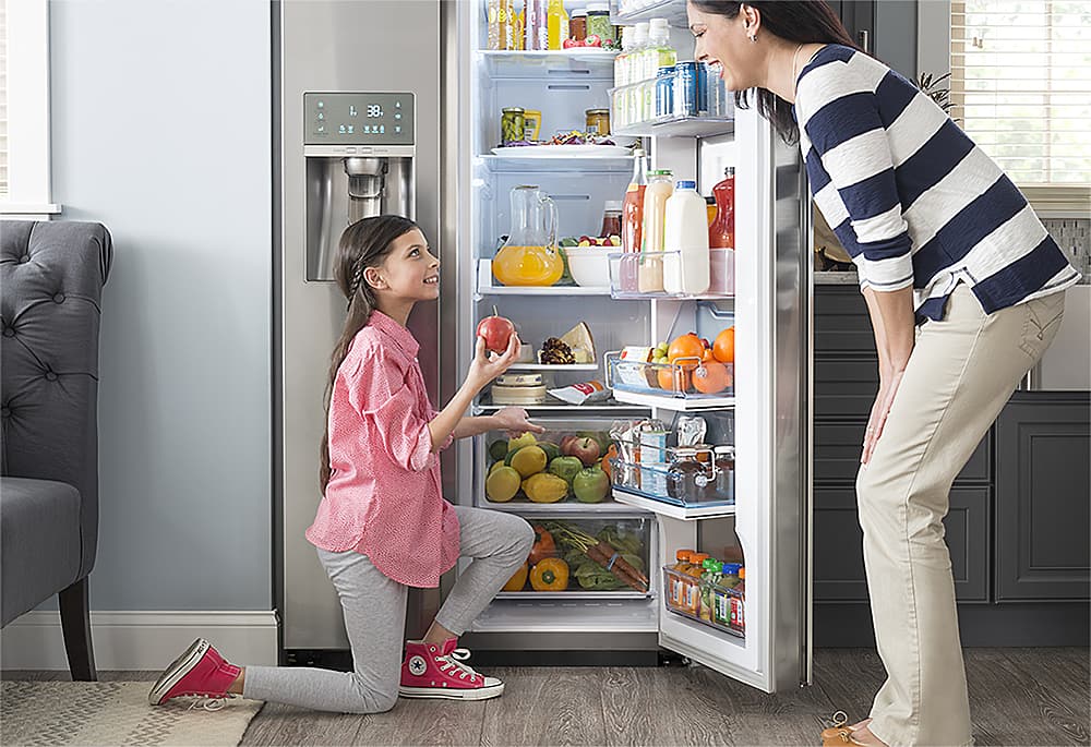 Alt View 16. Samsung - 21.5 Cu. Ft. Side-by-Side Counter Depth Fingerprint Resistant Refrigerator with Food ShowCase - Stainless steel.