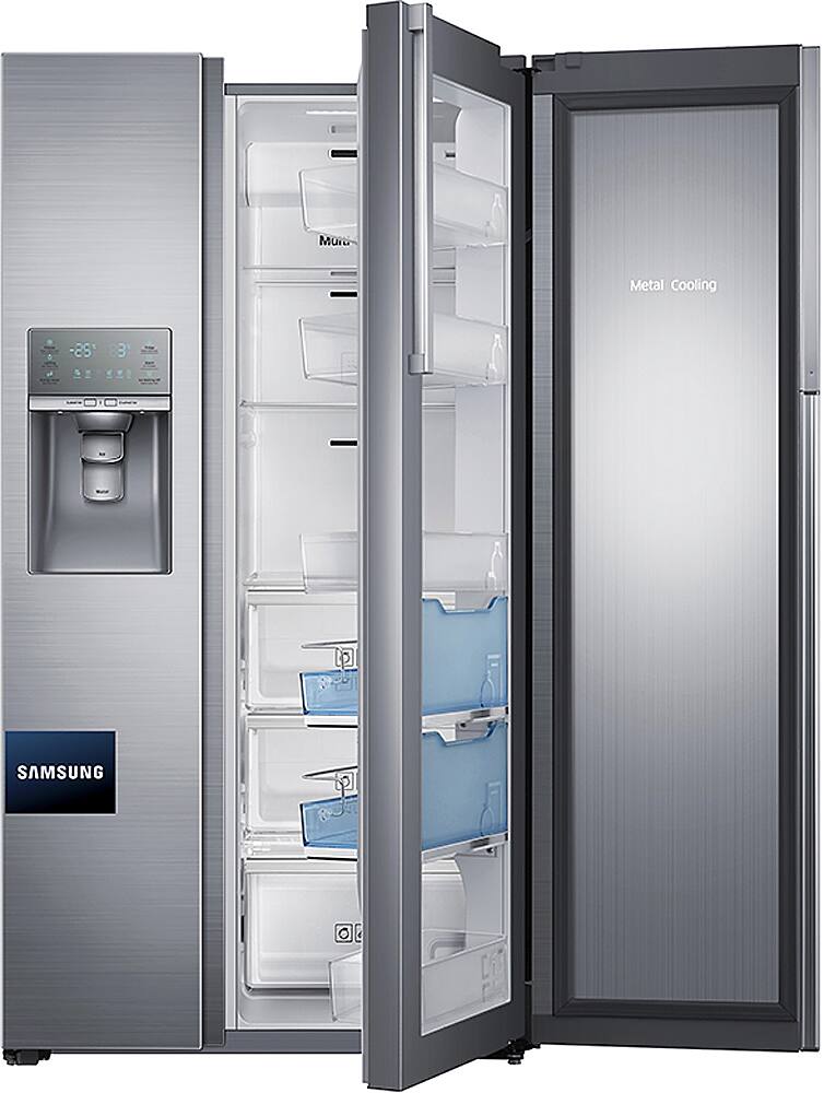 Alt View 17. Samsung - 21.5 Cu. Ft. Side-by-Side Counter Depth Fingerprint Resistant Refrigerator with Food ShowCase - Stainless steel.