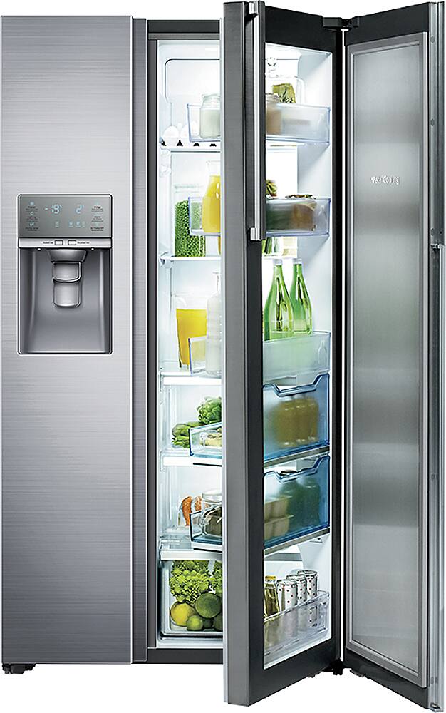 Alt View 19. Samsung - 21.5 Cu. Ft. Side-by-Side Counter Depth Fingerprint Resistant Refrigerator with Food ShowCase - Stainless steel.