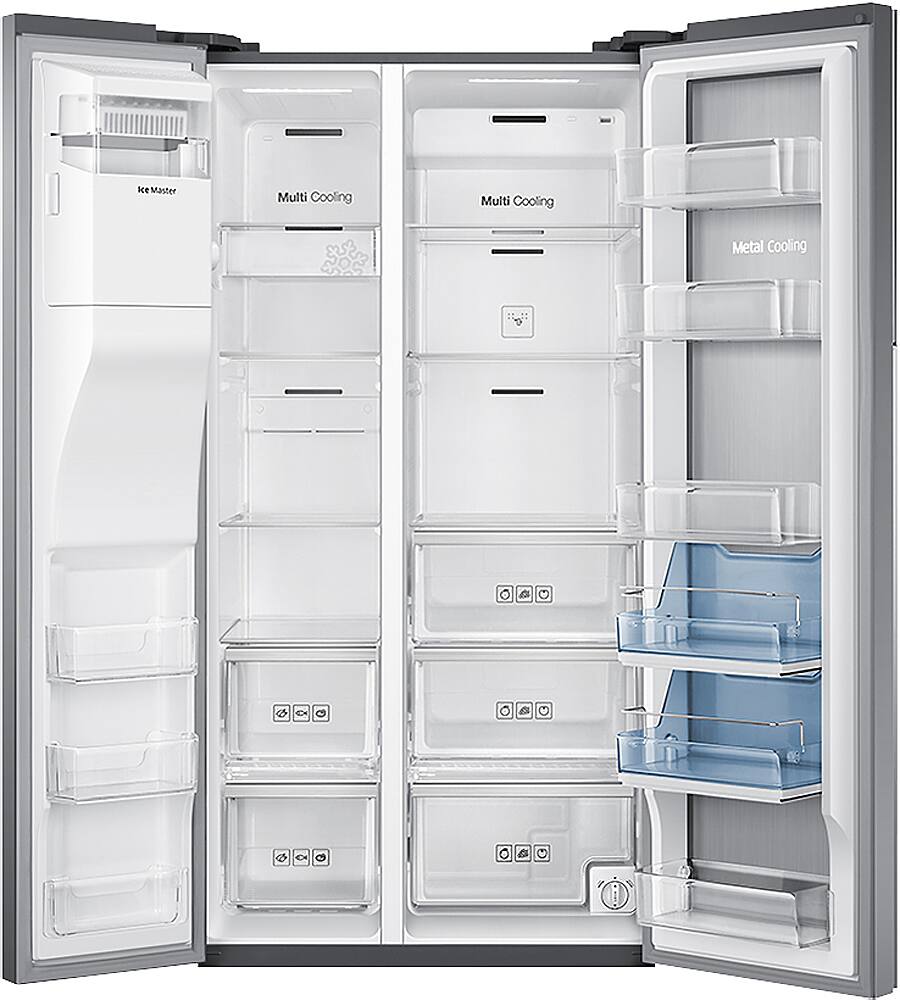 Alt View 4. Samsung - 21.5 Cu. Ft. Side-by-Side Counter Depth Fingerprint Resistant Refrigerator with Food ShowCase - Stainless steel.