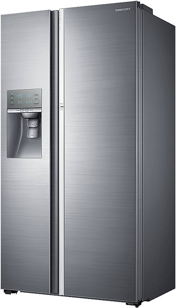Left. Samsung - 21.5 Cu. Ft. Side-by-Side Counter Depth Fingerprint Resistant Refrigerator with Food ShowCase - Stainless steel.