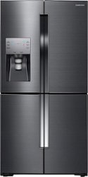 Samsung - 22.5 cu. ft. 4-Door Flex French Door Counter Depth Refrigerator with Convertible Zone - Black Stainless Steel - Front_Zoom