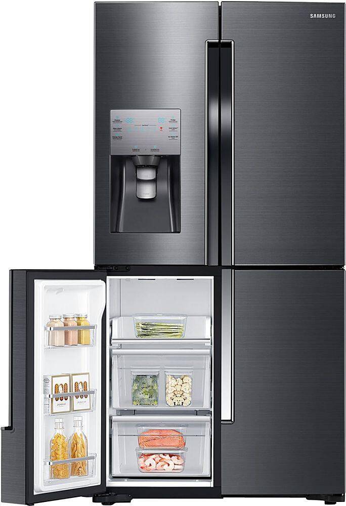 Alt View 12. Samsung - 22.5 cu. ft. 4-Door Flex French Door Counter Depth Refrigerator with Convertible Zone - Black stainless steel.