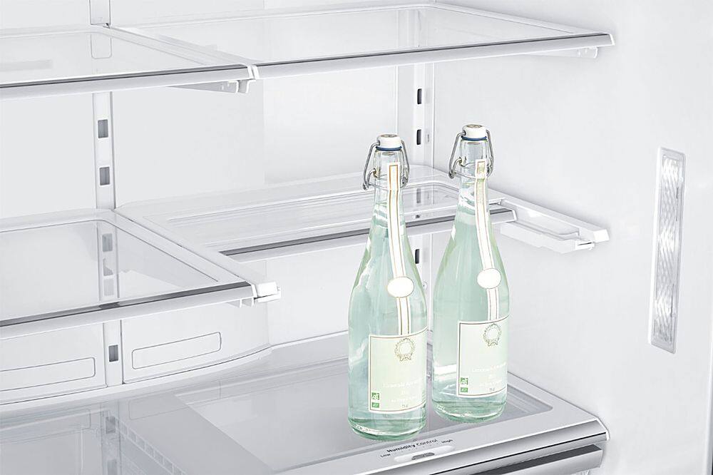 Alt View 14. Samsung - 22.5 cu. ft. 4-Door Flex French Door Counter Depth Refrigerator with Convertible Zone - Black stainless steel.