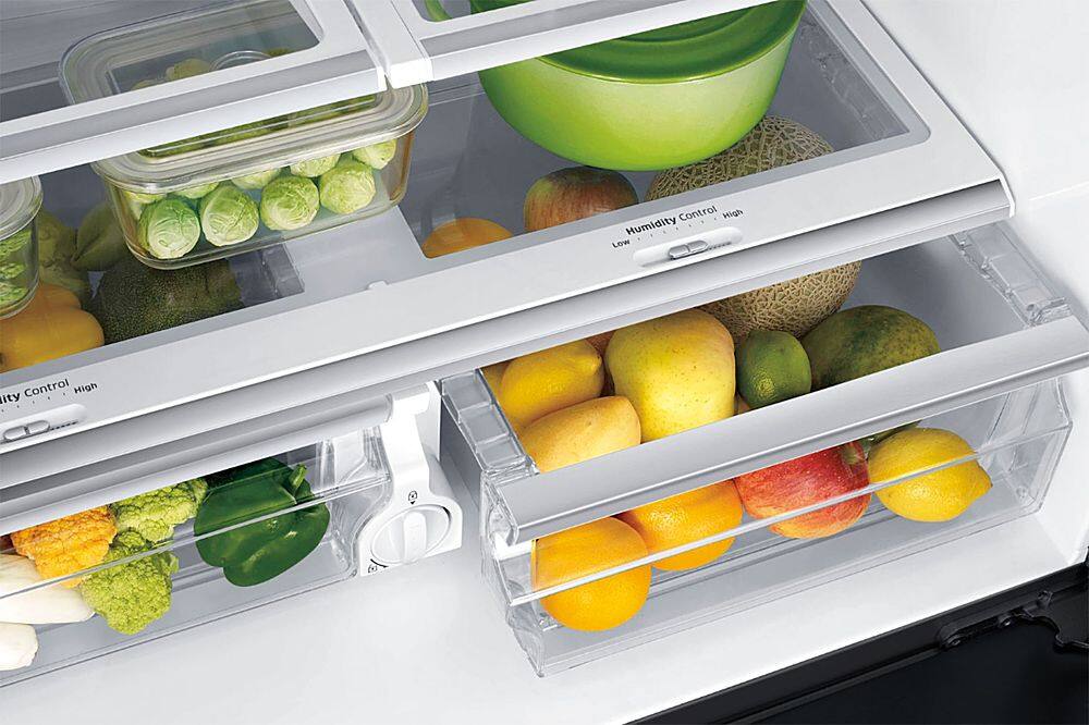 Alt View 16. Samsung - 22.5 cu. ft. 4-Door Flex French Door Counter Depth Refrigerator with Convertible Zone - Black stainless steel.