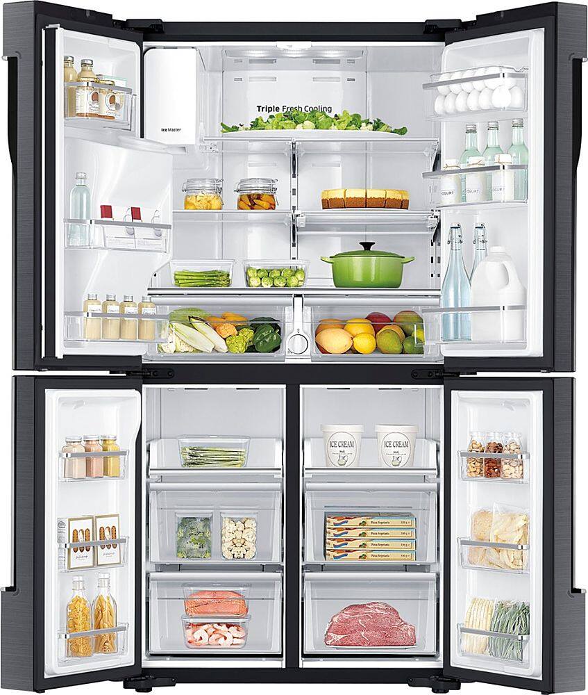 Alt View 1. Samsung - 22.5 cu. ft. 4-Door Flex French Door Counter Depth Refrigerator with Convertible Zone - Black stainless steel.