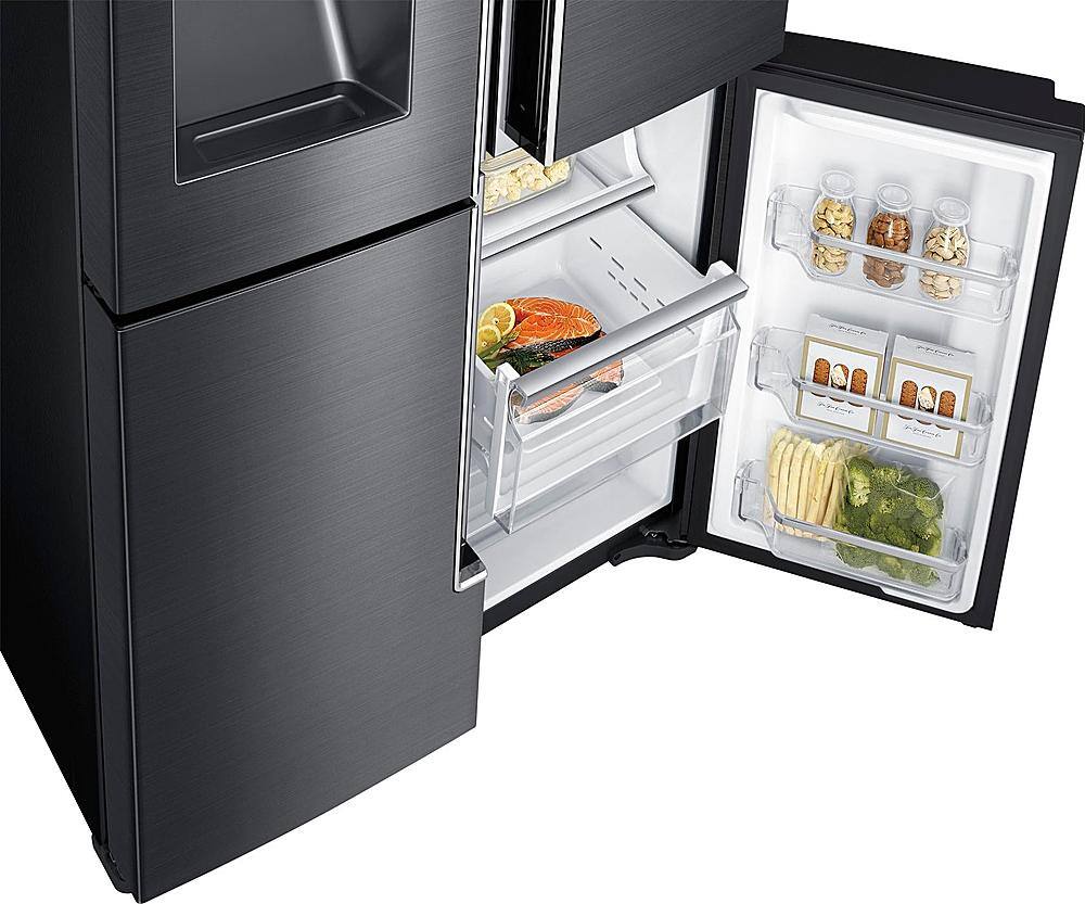 Alt View 3. Samsung - 22.5 cu. ft. 4-Door Flex French Door Counter Depth Refrigerator with Convertible Zone - Black stainless steel.