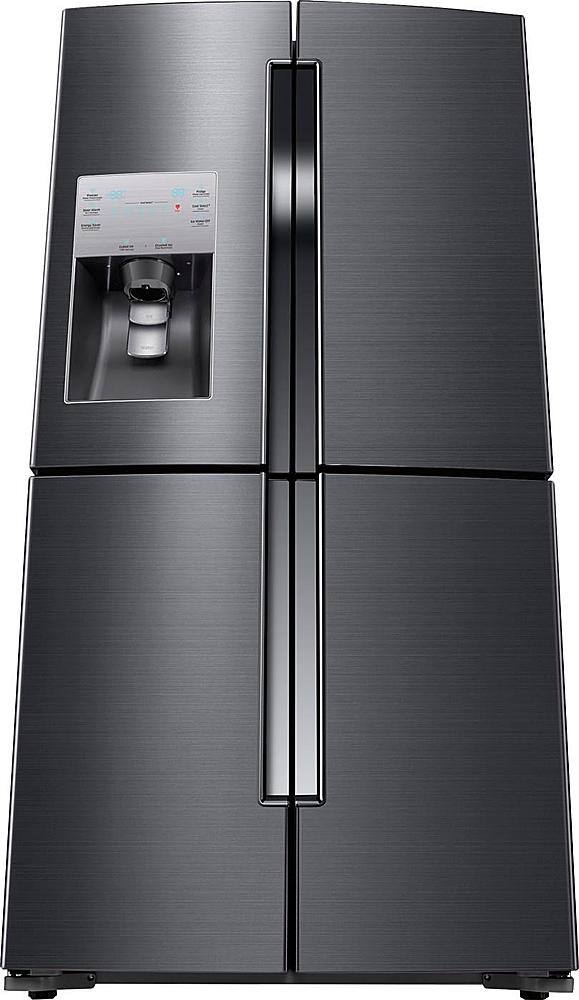 Alt View 5. Samsung - 22.5 cu. ft. 4-Door Flex French Door Counter Depth Refrigerator with Convertible Zone - Black stainless steel.