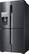 Left. Samsung - 22.5 cu. ft. 4-Door Flex French Door Counter Depth Refrigerator with Convertible Zone - Black stainless steel.