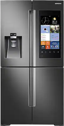 Samsung - Family Hub 22.08 Cu. Ft. Counter-Depth 4-Door Flex Smart French Door Refrigerator - Black Stainless Steel