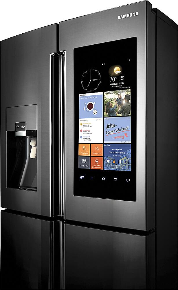 Alt View 11. Samsung - Family Hub 22.08 Cu. Ft. Counter-Depth 4-Door Flex Smart French Door Refrigerator - Black stainless steel.
