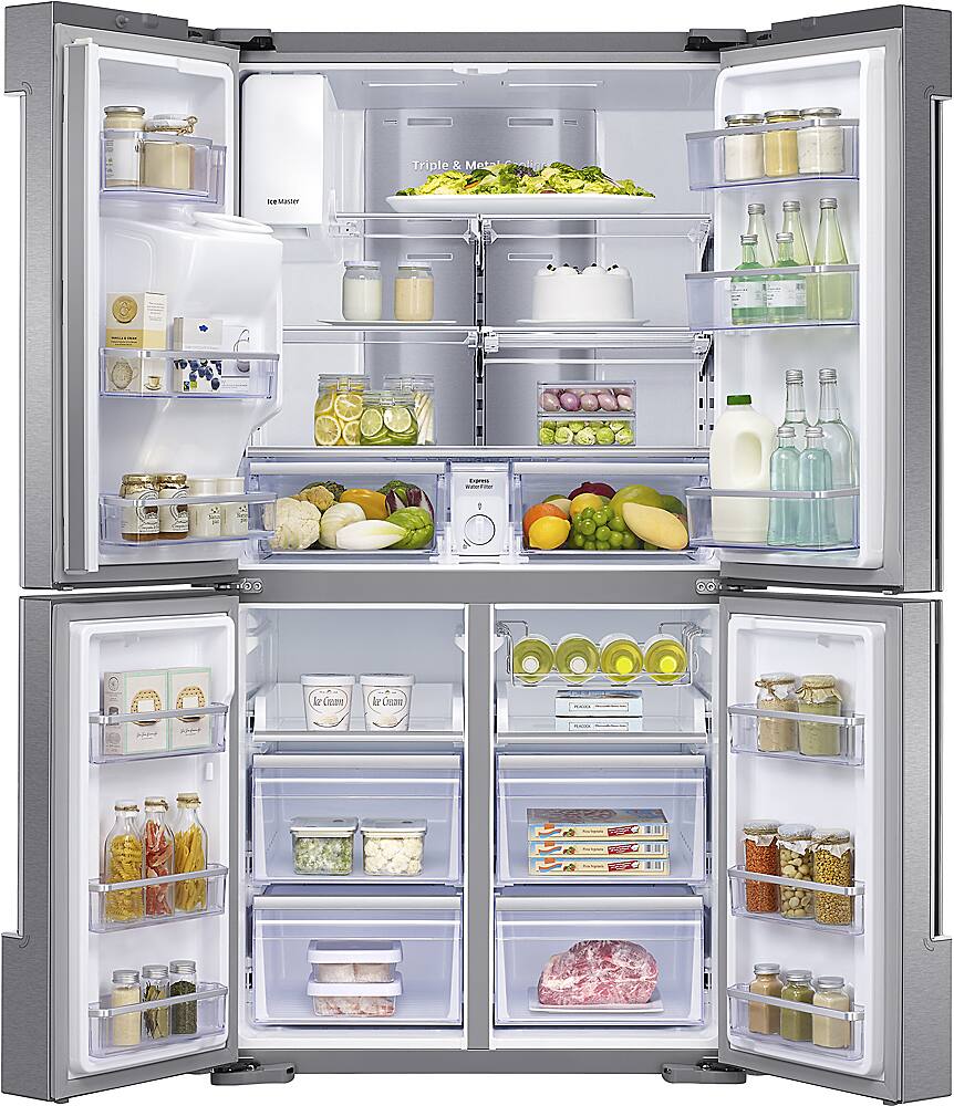 Alt View 1. Samsung - Family Hub 27.9 Cu. Ft. 4-Door Flex Smart French Door Refrigerator - Stainless steel.