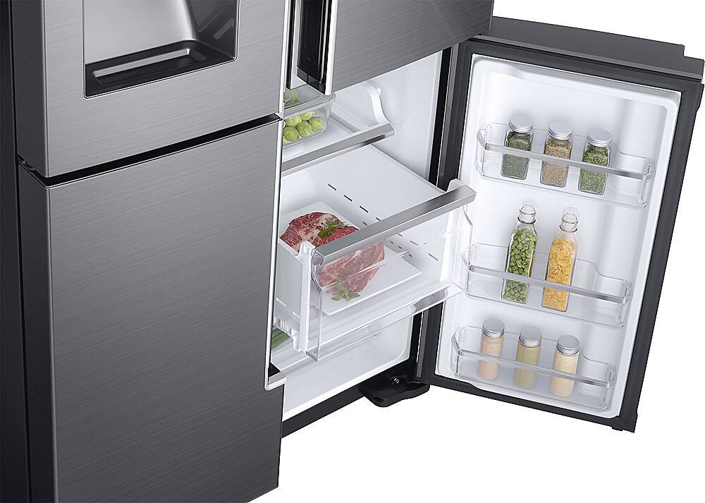 Alt View 14. Samsung - 28.1 Cu. Ft. 4-Door Flex French Door Fingerprint Resistant Refrigerator - Black stainless steel.