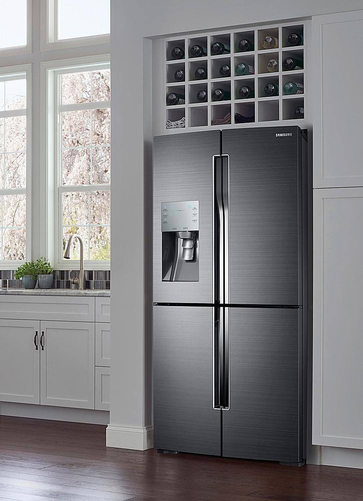 Alt View 18. Samsung - 28.1 Cu. Ft. 4-Door Flex French Door Fingerprint Resistant Refrigerator - Black stainless steel.
