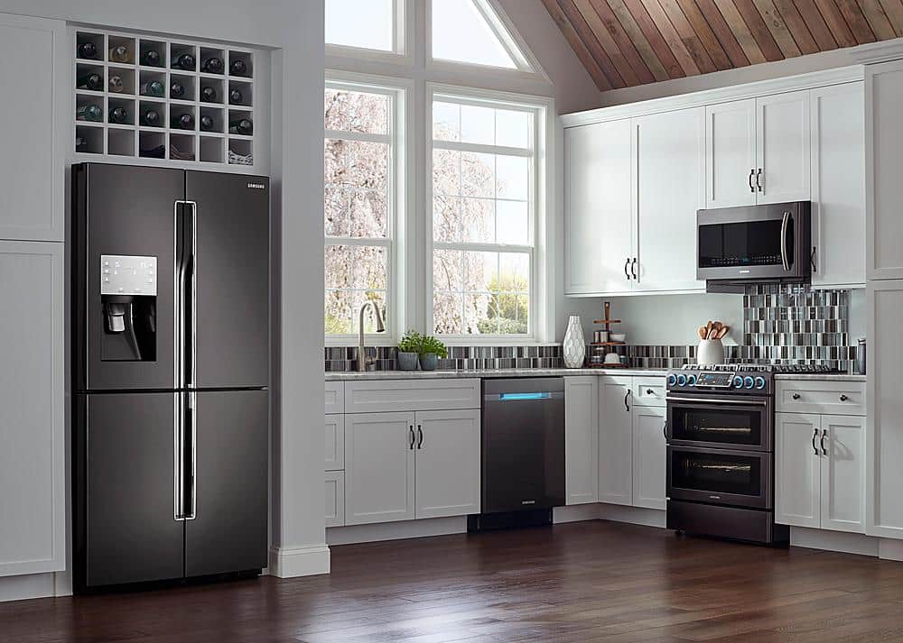 Alt View 19. Samsung - 28.1 Cu. Ft. 4-Door Flex French Door Fingerprint Resistant Refrigerator - Black stainless steel.