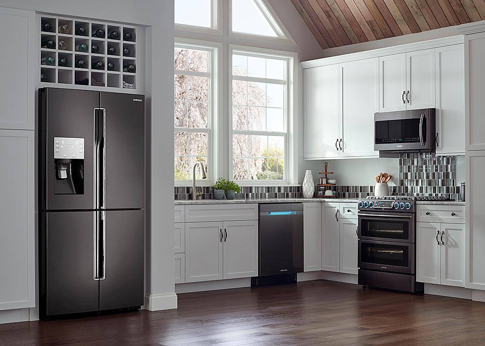 Alt View 19. Samsung - 28.1 Cu. Ft. 4-Door Flex French Door Fingerprint Resistant Refrigerator - Black stainless steel.