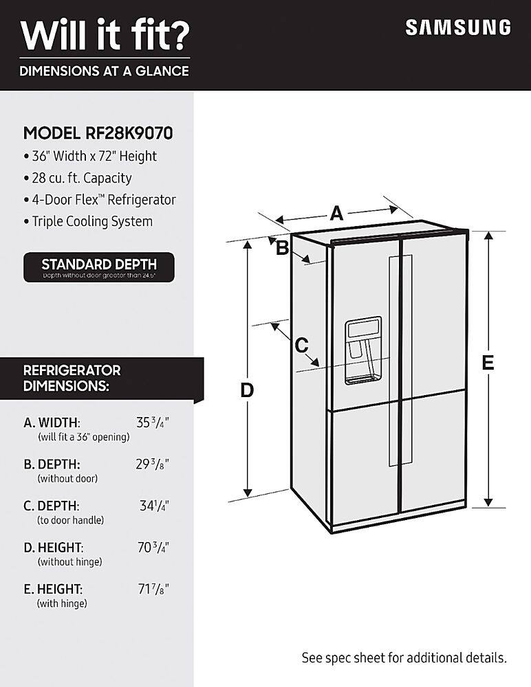 Alt View 20. Samsung - 28.1 Cu. Ft. 4-Door Flex French Door Fingerprint Resistant Refrigerator - Black stainless steel.
