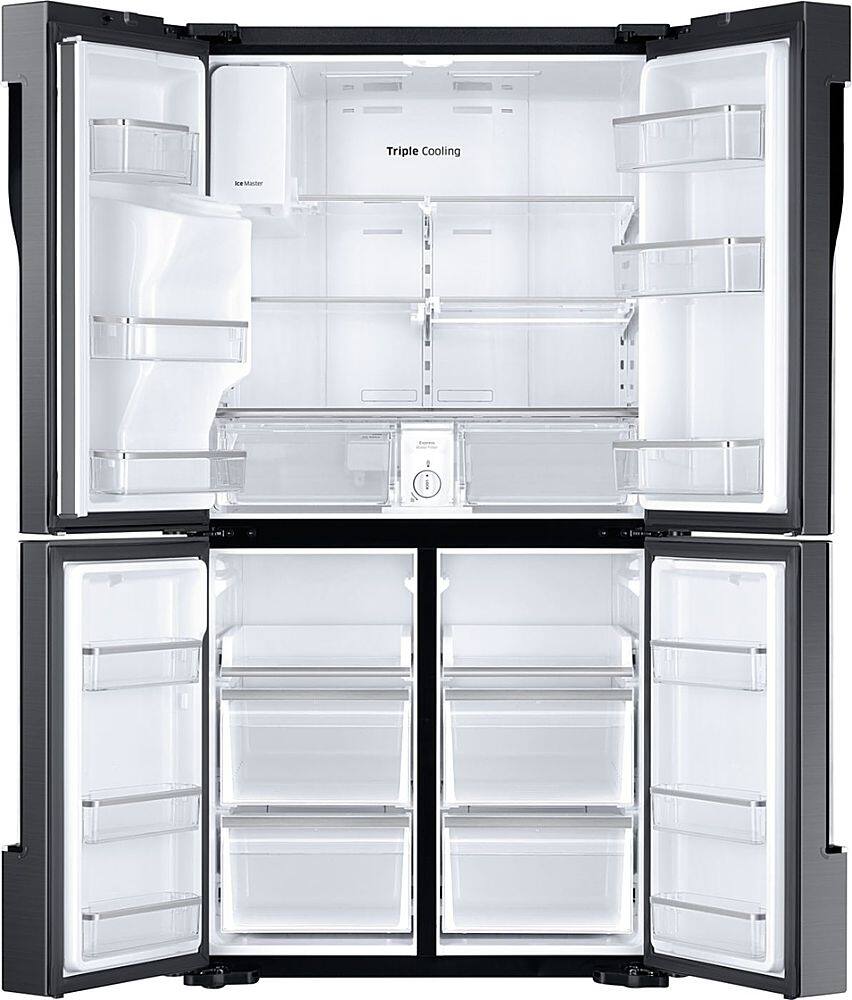 Alt View 3. Samsung - 28.1 Cu. Ft. 4-Door Flex French Door Fingerprint Resistant Refrigerator - Black stainless steel.