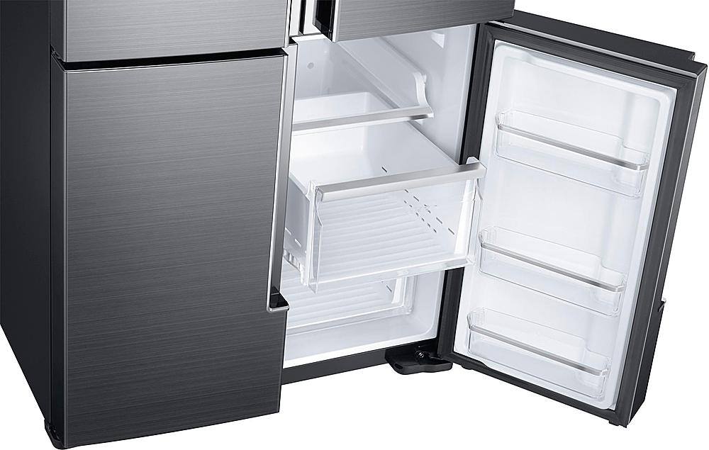 Alt View 5. Samsung - 28.1 Cu. Ft. 4-Door Flex French Door Fingerprint Resistant Refrigerator - Black stainless steel.