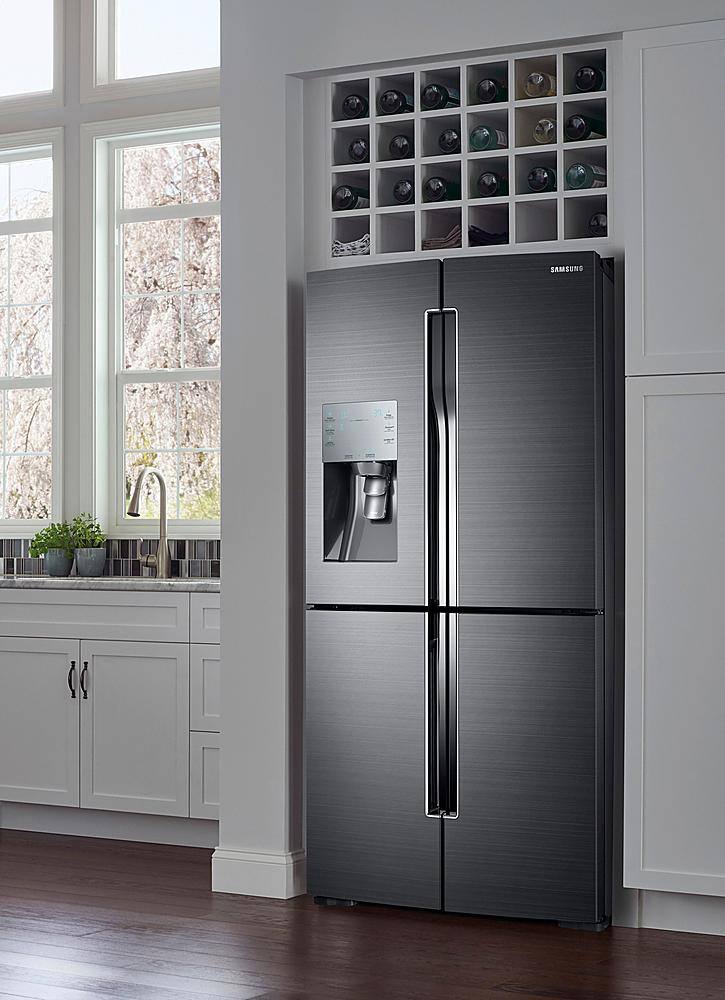 Alt View 16. Samsung - 22.1 Cu. Ft. 4-Door Flex French Door Counter-Depth Fingerprint Resistant Refrigerator with Food ShowCase - Black stainless steel.