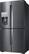 Left. Samsung - 22.1 Cu. Ft. 4-Door Flex French Door Counter-Depth Fingerprint Resistant Refrigerator with Food ShowCase - Black stainless steel.