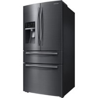 Samsung - 24.73 Cu. Ft. 4-Door Flex French Door Fingerprint Resistant Refrigerator - Black Stainless Steel - Front_Zoom