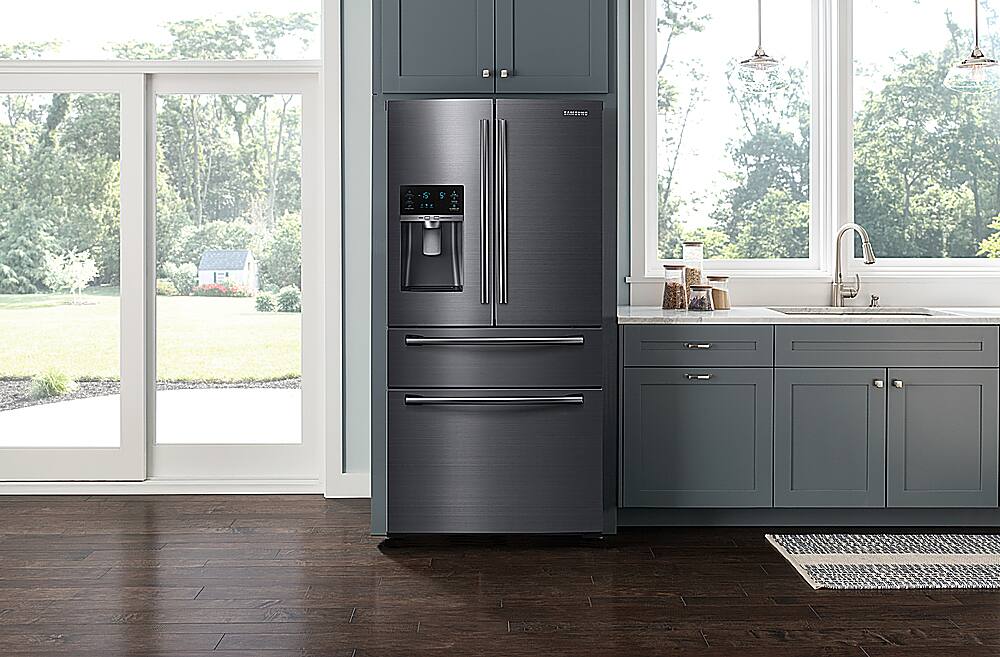 Alt View 14. Samsung - 24.73 Cu. Ft. 4-Door Flex French Door Fingerprint Resistant Refrigerator - Black stainless steel.
