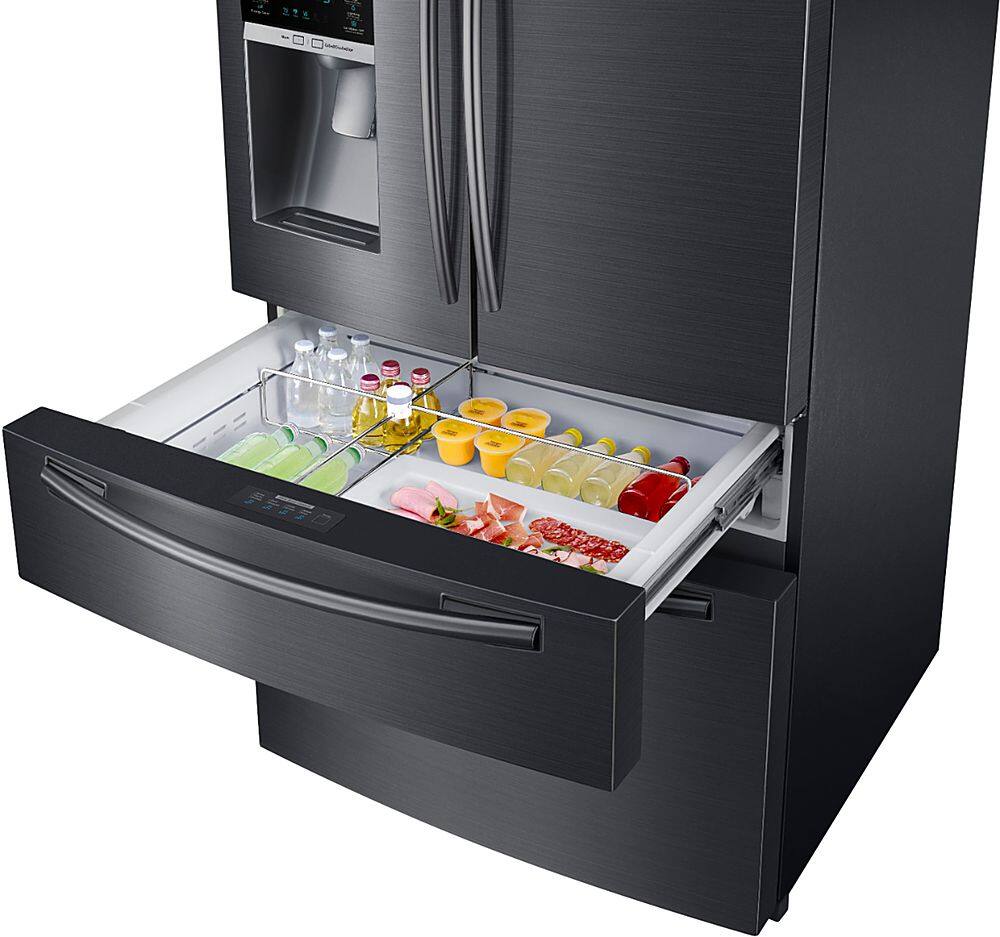 Alt View 23. Samsung - 24.73 Cu. Ft. 4-Door Flex French Door Fingerprint Resistant Refrigerator - Black stainless steel.