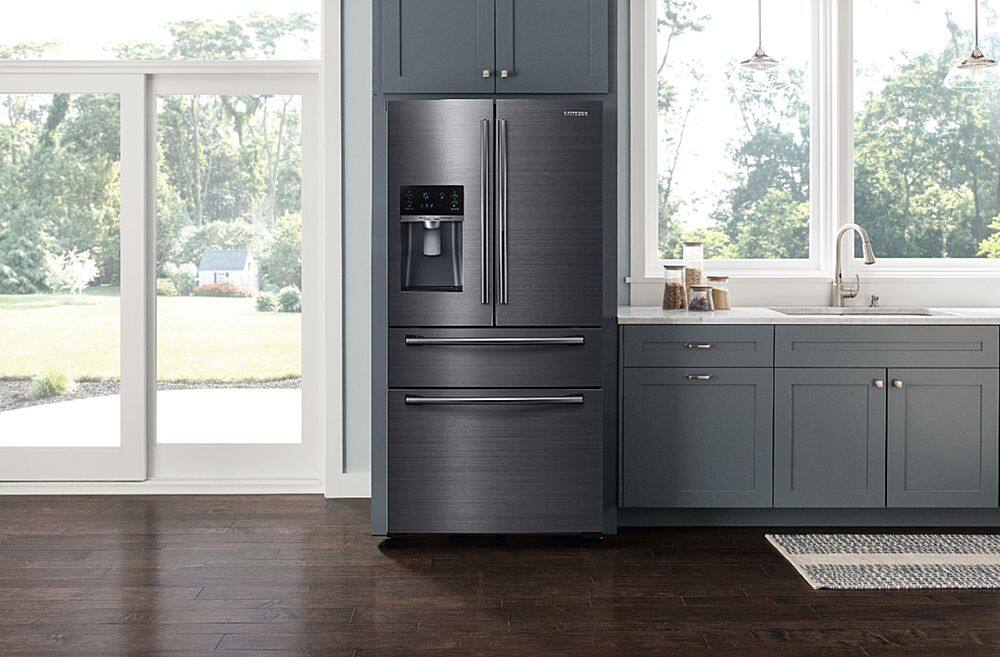 Alt View 34. Samsung - 24.73 Cu. Ft. 4-Door Flex French Door Fingerprint Resistant Refrigerator - Black stainless steel.