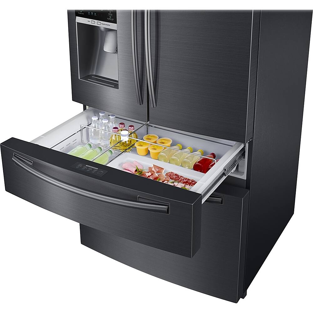 Alt View 5. Samsung - 24.73 Cu. Ft. 4-Door Flex French Door Fingerprint Resistant Refrigerator - Black stainless steel.