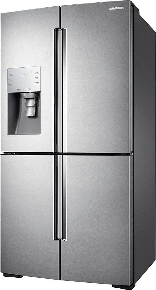 Left. Samsung - 27.8 cu. ft. 4-Door Flex French Door Refrigerator with Food ShowCase - Stainless steel.