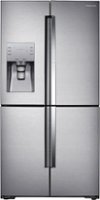 Samsung - 22.1 Cu. Ft. 4-Door Flex French Door Counter-Depth Fingerprint Resistant Refrigerator with Food ShowCase - Stainless Steel - Front_Zoom