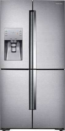 Samsung - 22.1 Cu. Ft. 4-Door Flex French Door Counter-Depth Fingerprint Resistant Refrigerator with Food ShowCase - Stainless Steel