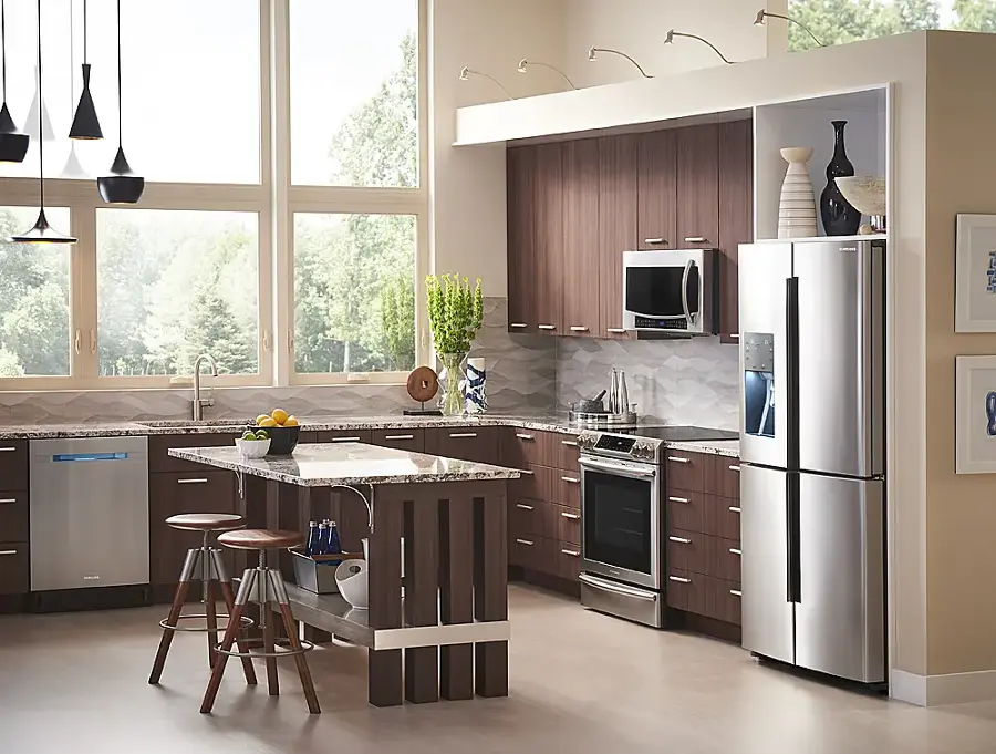 Alt View 15. Samsung - 22.1 Cu. Ft. 4-Door Flex French Door Counter-Depth Fingerprint Resistant Refrigerator with Food ShowCase - Stainless steel.