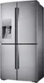 Left. Samsung - 22.1 Cu. Ft. 4-Door Flex French Door Counter-Depth Fingerprint Resistant Refrigerator with Food ShowCase - Stainless steel.
