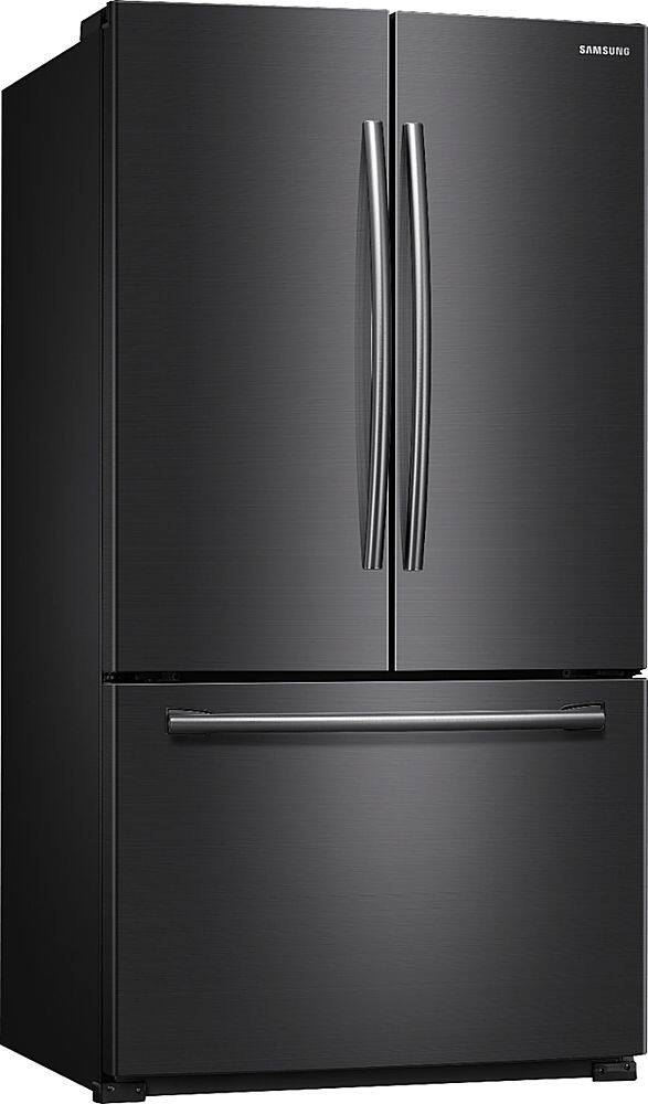 Angle. Samsung - 25.5 Cu. Ft. French Door Fingerprint Resistant Refrigerator - Black stainless steel.