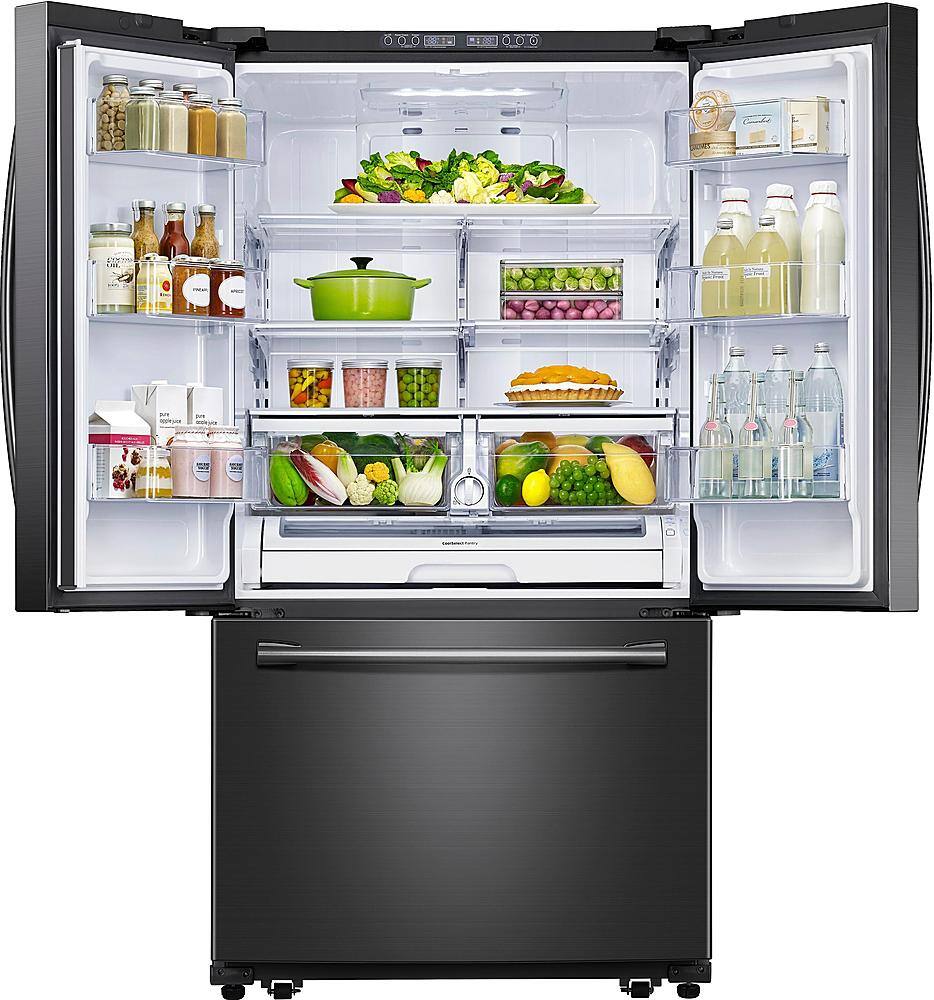 Alt View 1. Samsung - 25.5 Cu. Ft. French Door Fingerprint Resistant Refrigerator - Black stainless steel.