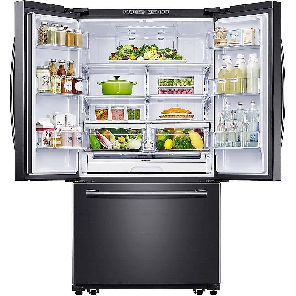 Alt View 4. Samsung - 25.5 Cu. Ft. French Door Fingerprint Resistant Refrigerator - Black stainless steel.