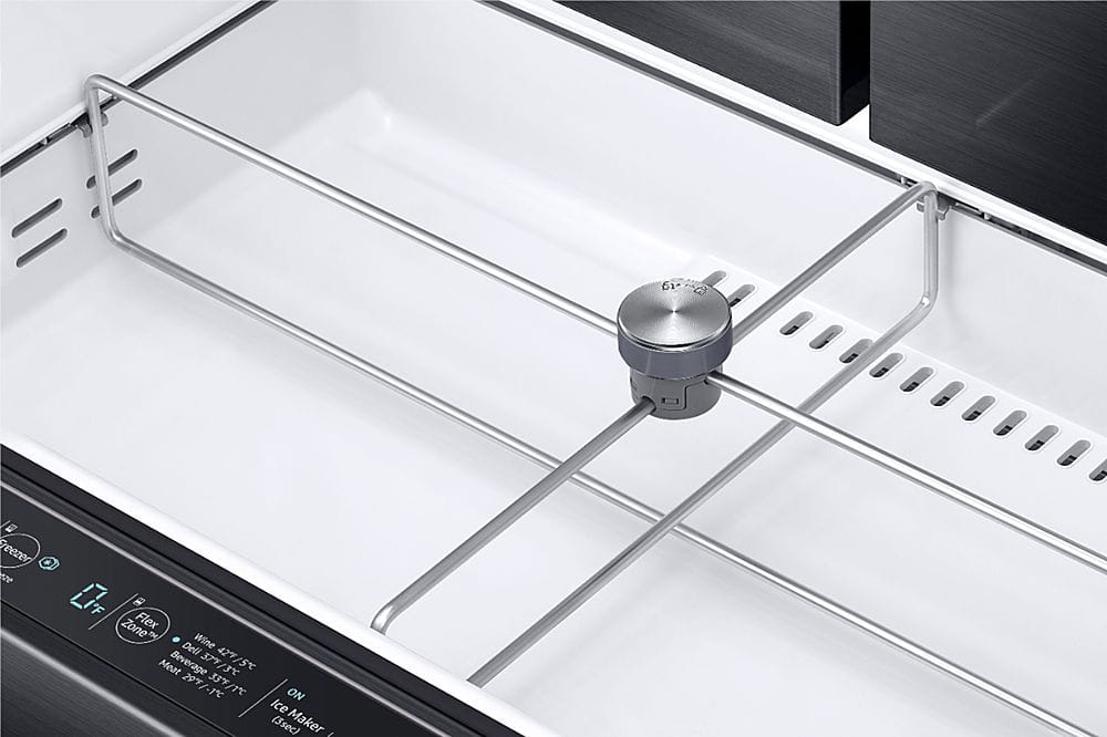 Alt View 11. Samsung - 22.6 cu. ft. 4-Door Flex French Door Counter Depth Refrigerator with FlexZone Drawer - Black stainless steel.