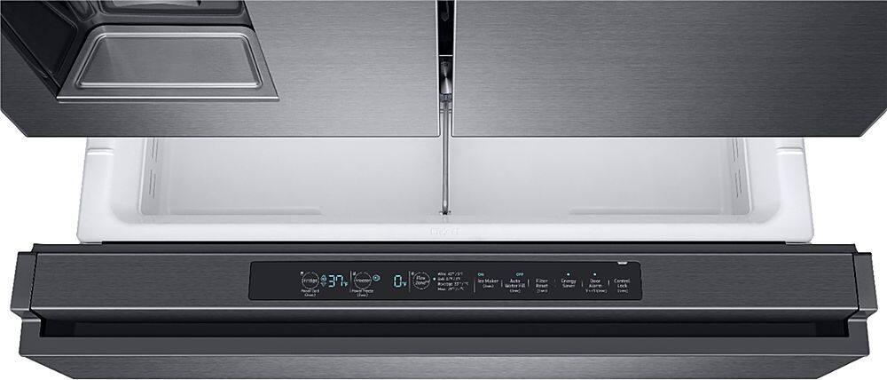 Alt View 17. Samsung - 22.6 cu. ft. 4-Door Flex French Door Counter Depth Refrigerator with FlexZone Drawer - Black stainless steel.