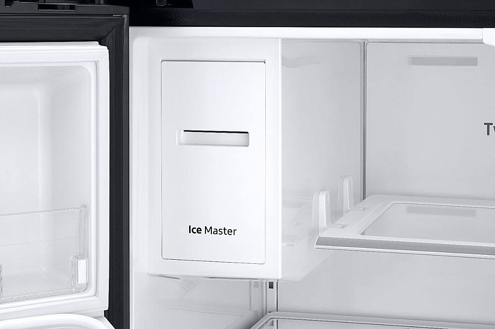 Alt View 18. Samsung - 22.6 cu. ft. 4-Door Flex French Door Counter Depth Refrigerator with FlexZone Drawer - Black stainless steel.