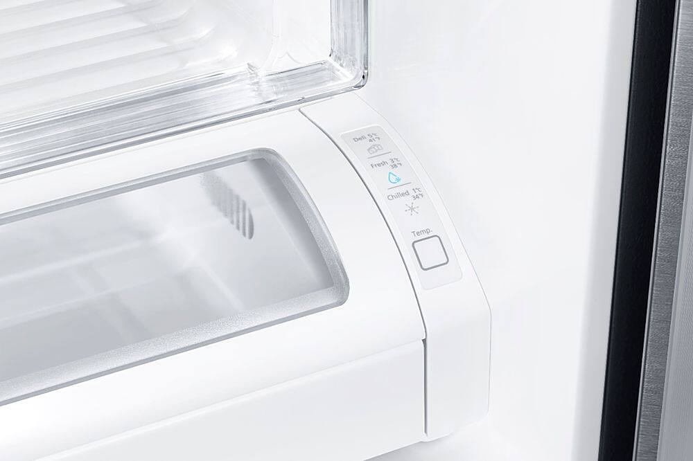 Alt View 16. Samsung - Family Hub 24.2 Cu. Ft. 3-Door French Door  Fingerprint Resistant Refrigerator - Black stainless steel.